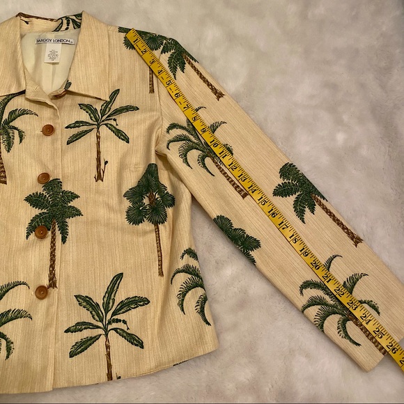 VINTAGE MAGGY LONDON PALM TREE BLAZER / SUIT JACKET  SZ 10 ๐ด - Picture 10 of 12